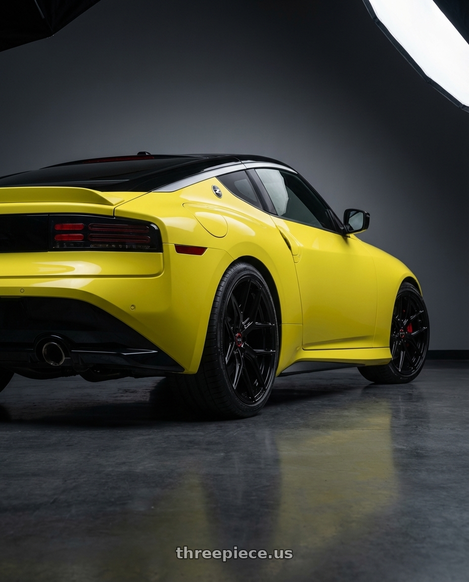 2024 Nissan Z with Vossen HF-5 19x8.5 / 5x114.3 / ET32 / Flat Face / 73.1 - Gloss Black Wheel - HF5-9N60 wheels rear three quarter view square tires