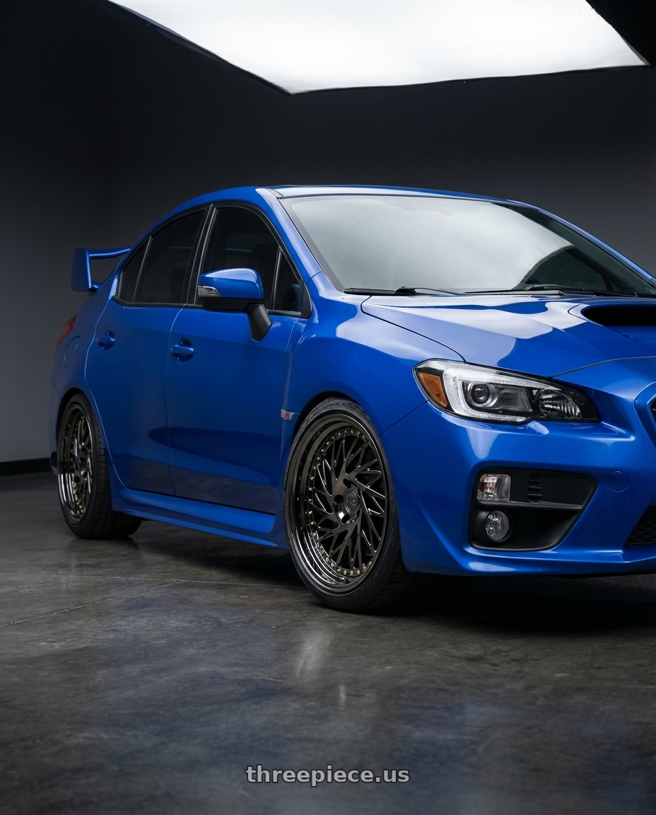 2018 Subaru WRX STI with Aodhan DS03 5x114.3 18x9.5 +30 Black Vacuum w/ Gold Rivets wheels