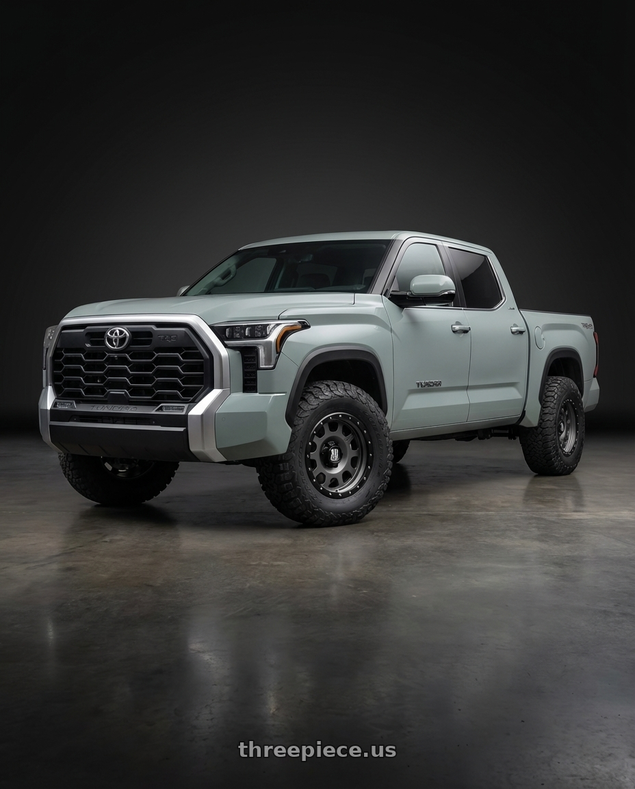 2024 Toyota Tundra with XD XD126 ENDURO PRO 6X139.7 20X10 -24 MATTE GRAY W BLACK REINFORCING RING wheels front three quarter view stock stance