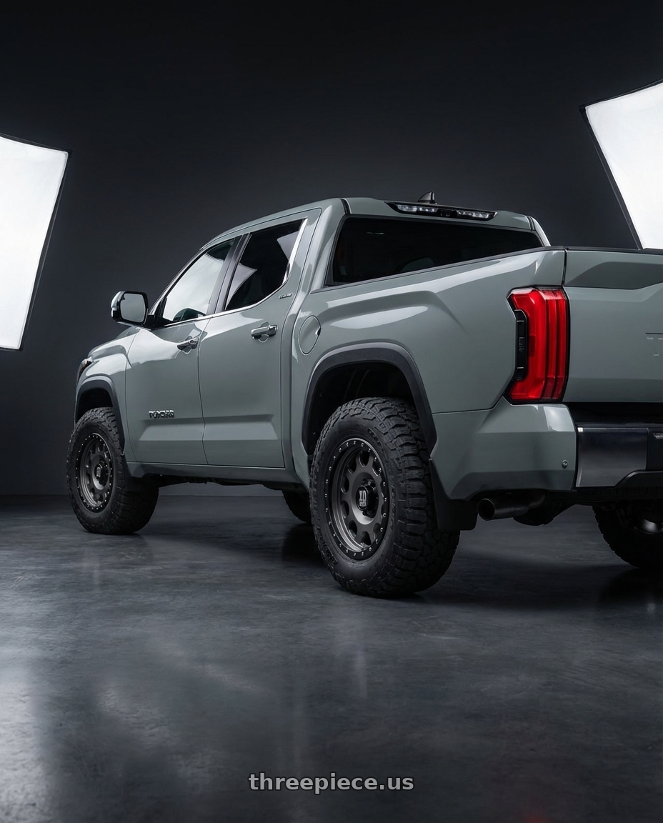 2024 Toyota Tundra with XD XD126 ENDURO PRO 6X139.7 20X10 -24 MATTE GRAY W BLACK REINFORCING RING wheels rear three quarter view meaty tires