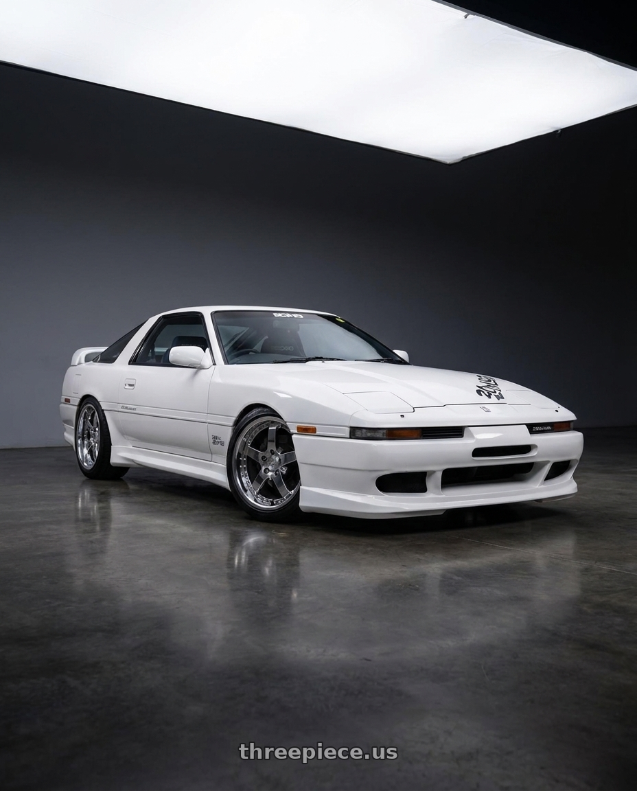 1987 Toyota Supra with Work Equip E05 5x114.3 19x10+59 a disk 3d Chrome wheels