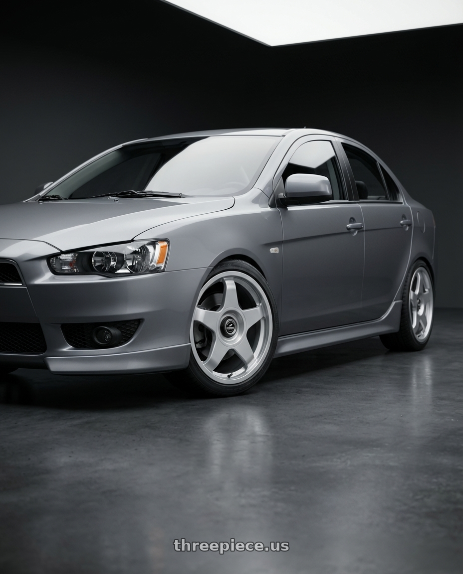 2014 Mitsubishi Lancer Ralliart with fifteen52 CHICANE 5x114.3 / 5x100 18x8.5 +35 SPEED SILVER (GLOSS SILVER) wheels