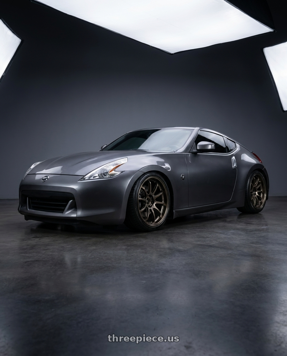 2009 Nissan 370z with Advan Racing RS-DF Progressive 5x114.3 19x10.5+15 Dark Bronze Metallic wheels