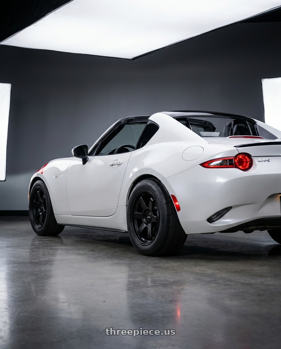 2025 MZADA MX5-RF BY ITSDENNY.NINES with F1R F106 5x100 18x8.5 +35 Satin Black wheels rear three quarter view excessive tires