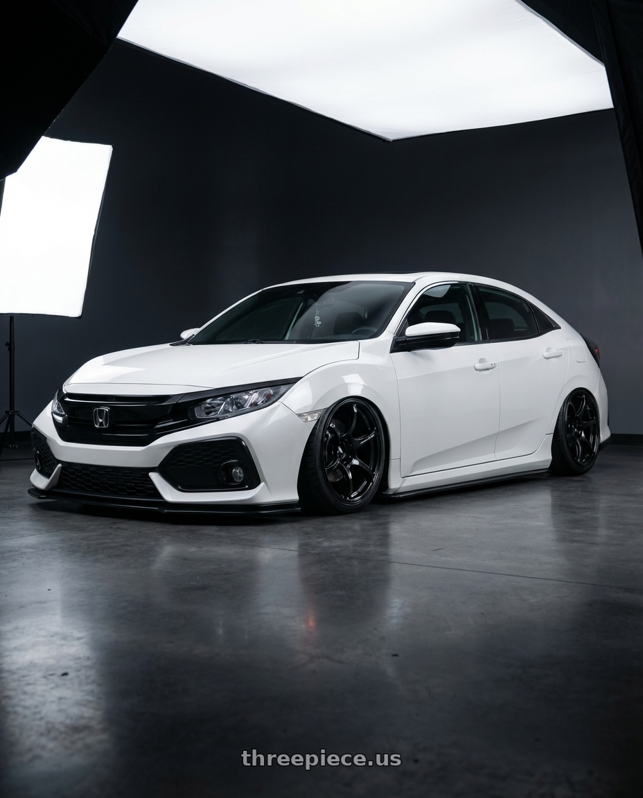 2019 Honda Civic with Advan RGIII 5x114.3 19x8.5+38 Gloss Black wheels front three quarter view stanced stance