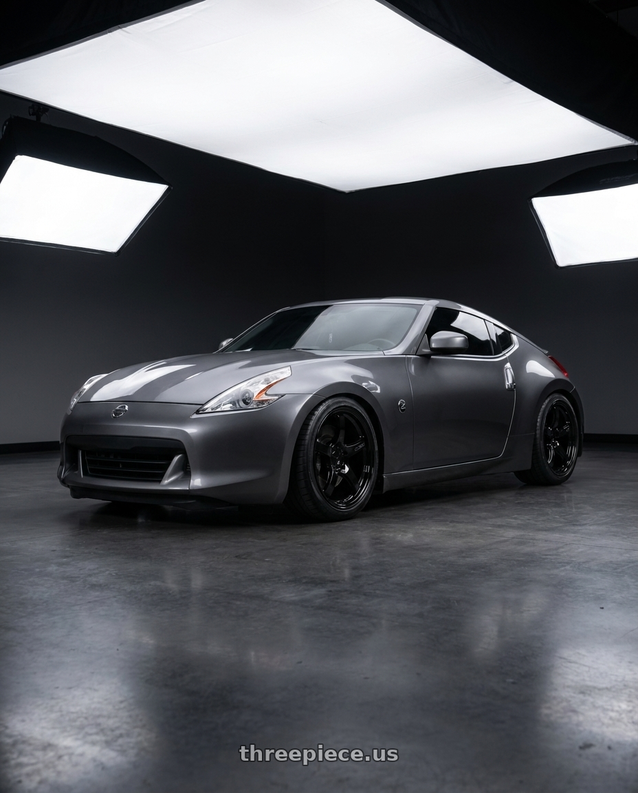 2009 Nissan 370z with Gram Lights 57CR 5x114.3 19x10.5+12 Glossy Black wheels