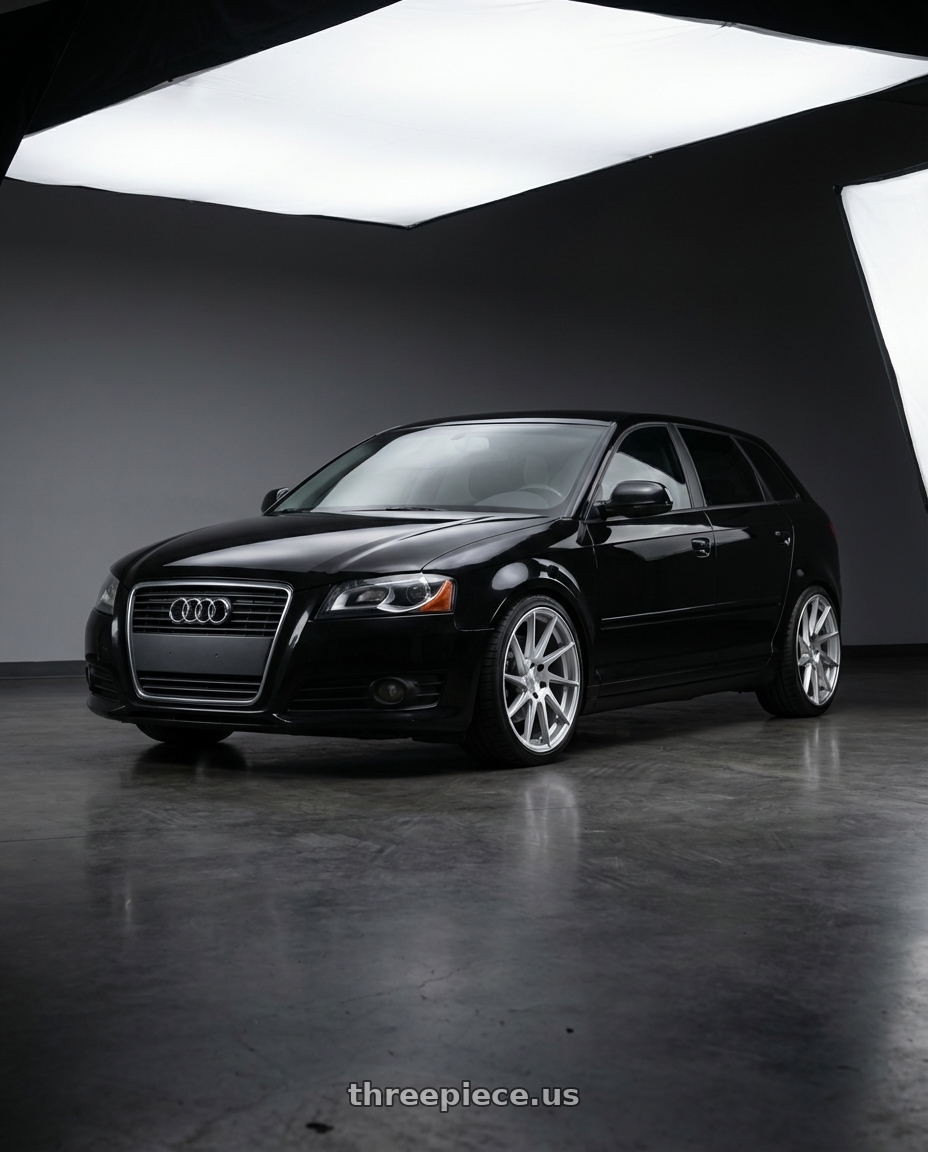 2012 Audi A3 8P with Aodhan AH09 5x112 18x8.5 +35 Gloss Silver Machined Face wheels