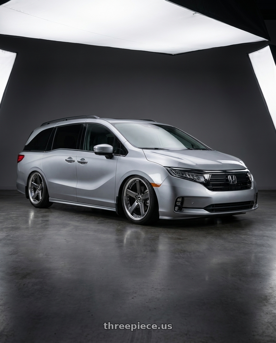 2024 honda odyssey with Work Zeast Black Label Bst2 5x120 20x8.5+45 T Disk Brilliant Silver Black wheels
