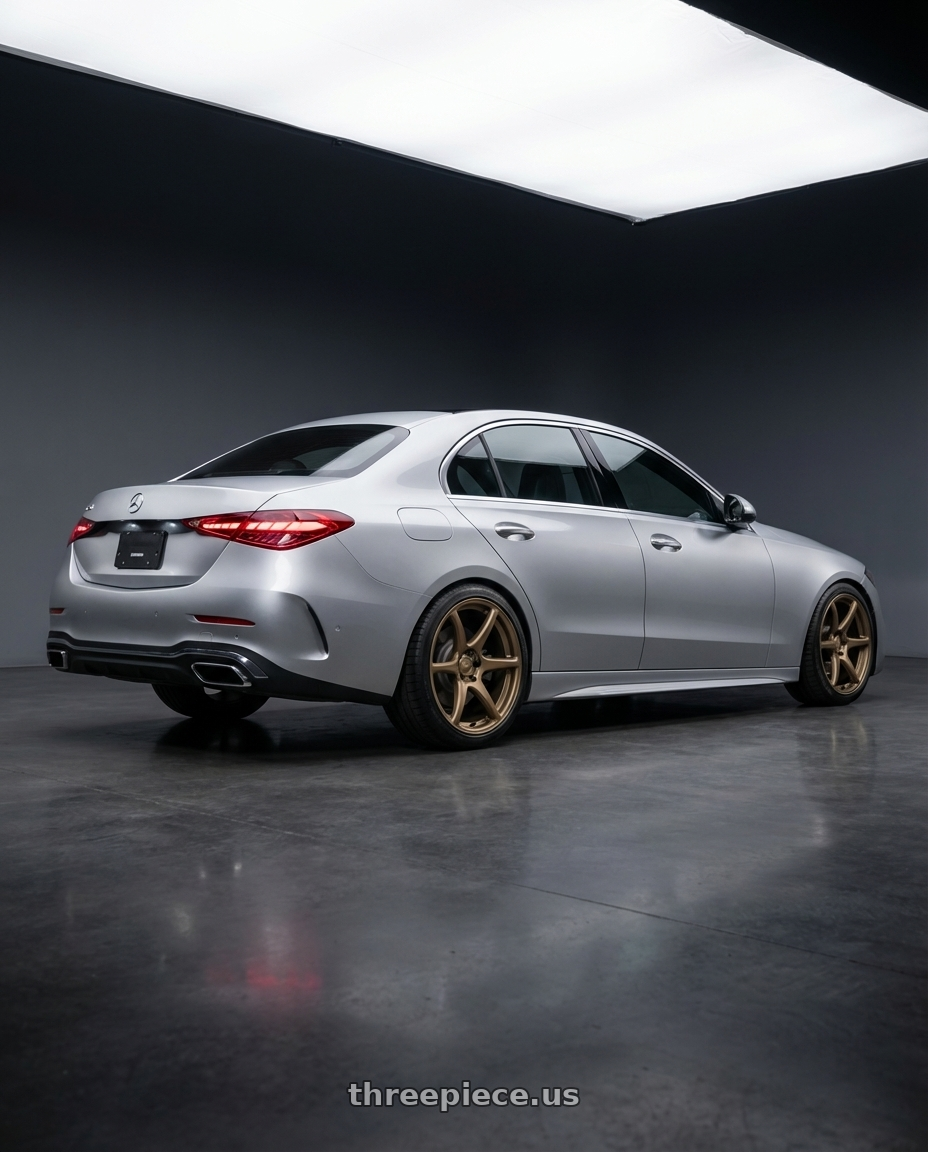 2022 Mercedes-Benz C-Class W206 with Kansei K11B Tandem 5X112 19x9.5 22 Bronze wheels rear three quarter view square tires