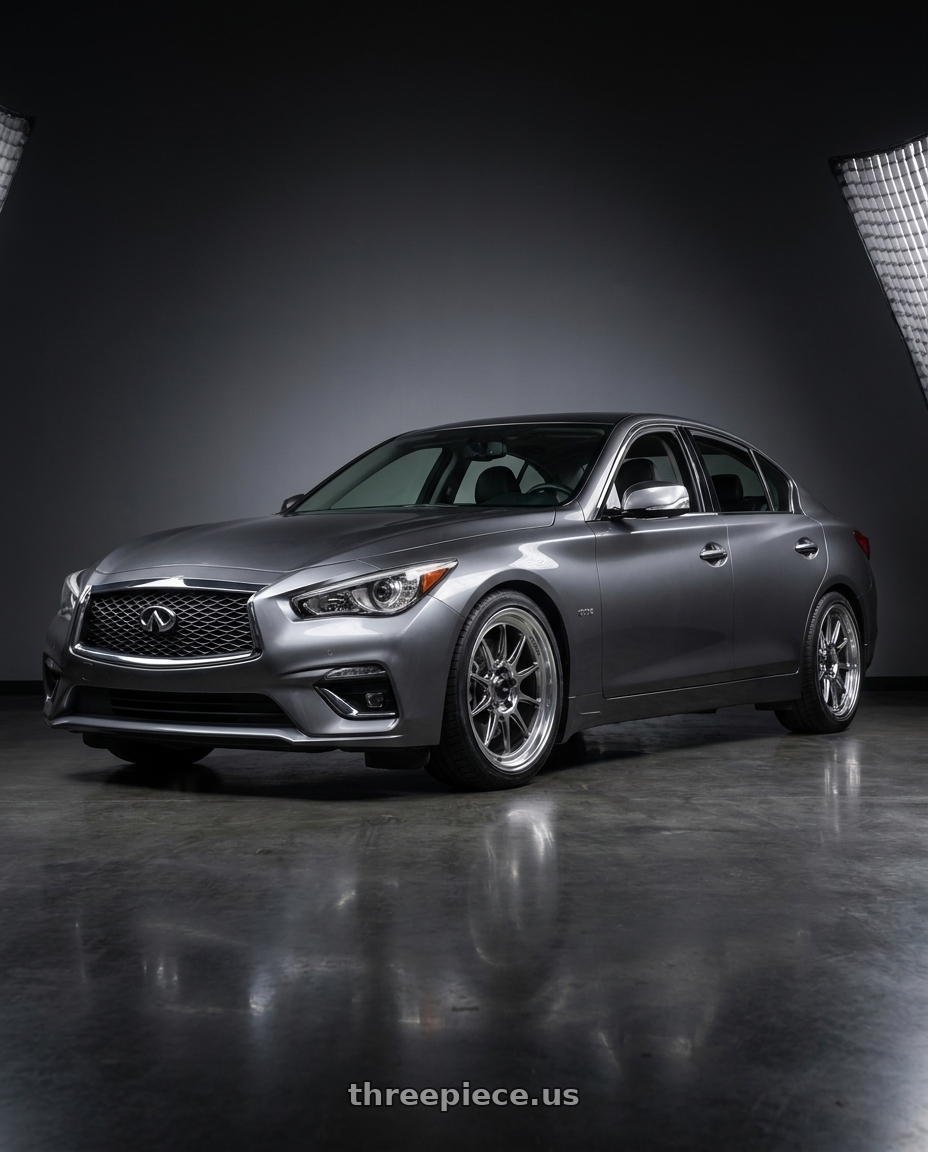 2019 Infiniti Q50 Luxe AWD with Konig Countergram 5x114.3 19x9.5+35 Hyper Chrome / Machined Lip wheels
