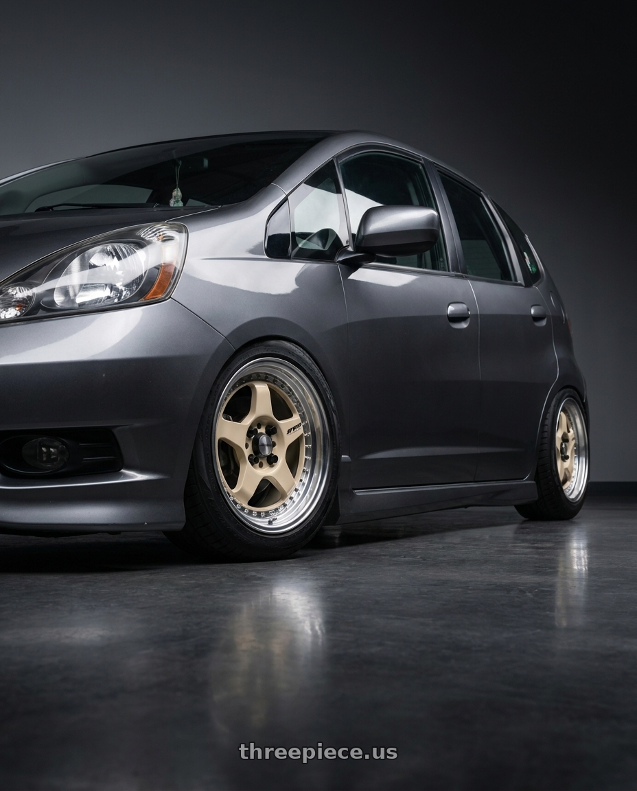 2012 Honda fit sport gray with Work Meister Cr01 4x100 16x7+35 A Disk Bright Buff Finish wheels
