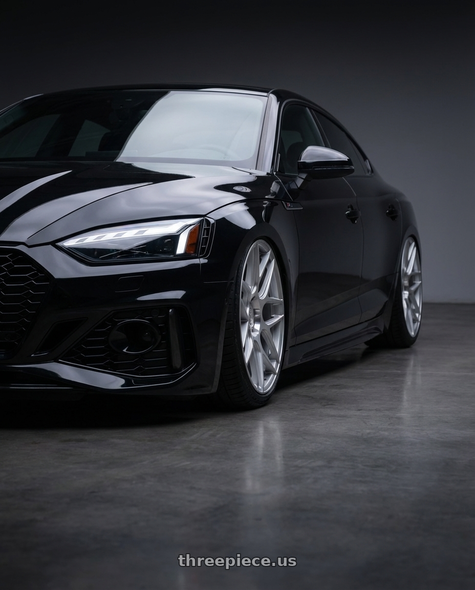 2022 Audi RS5 with Aodhan AFF2 5x112 20x10.5+35 Gloss Silver Machined Face wheels