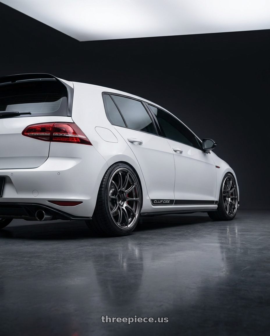 2016 Golf GTI CS with Advan Racing RSIII 5x112 18x8.5 +45 RACING HYPER BLACK & RING wheels rear three quarter view slight stretch tires
