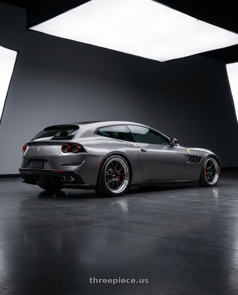 2020 ferrari gtc 4 lusso with BBS LM-R 5x120 19x9.5+35 Diamond Black wheels rear three quarter view slight stretch tires