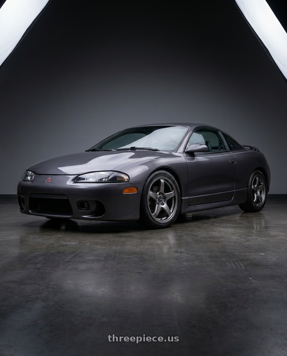 1997 Mitsubishi eclipse with Enkei PF05 5x114.3 17x8.5+38 Dark Silver wheels