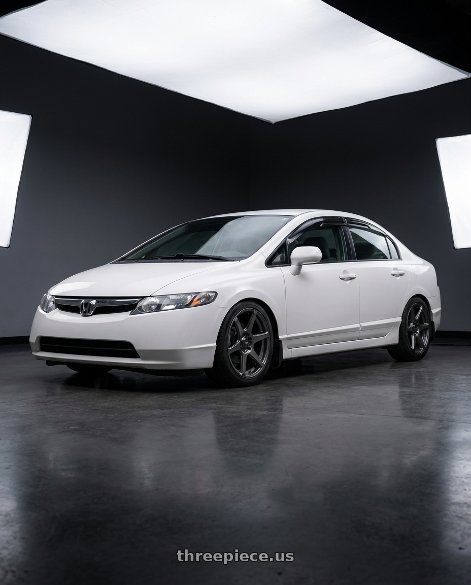 2007 honda civic ex with Konig Tandem 5x114.3 17x8+35 Gloss Graphite wheels