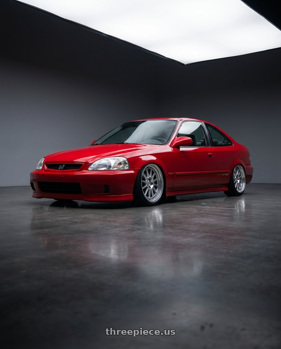 2000 Honda Civic Si with Work Seeker Fx 4x100 16x8+22 O Disk Matte Silver Polish wheels