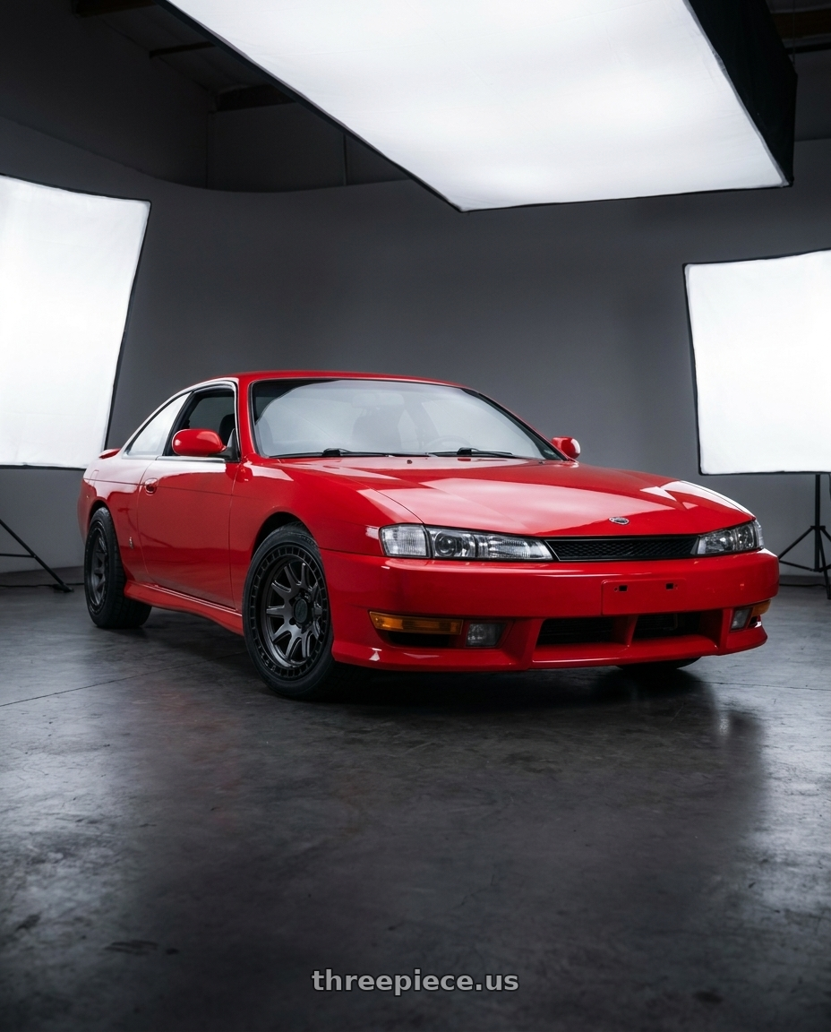 Nissan 240sx 1999 with Black Rhino CALICO 5X127 17X8.5 +34 MATTE GUNMETAL W/ MATTE BLACK LIP wheels