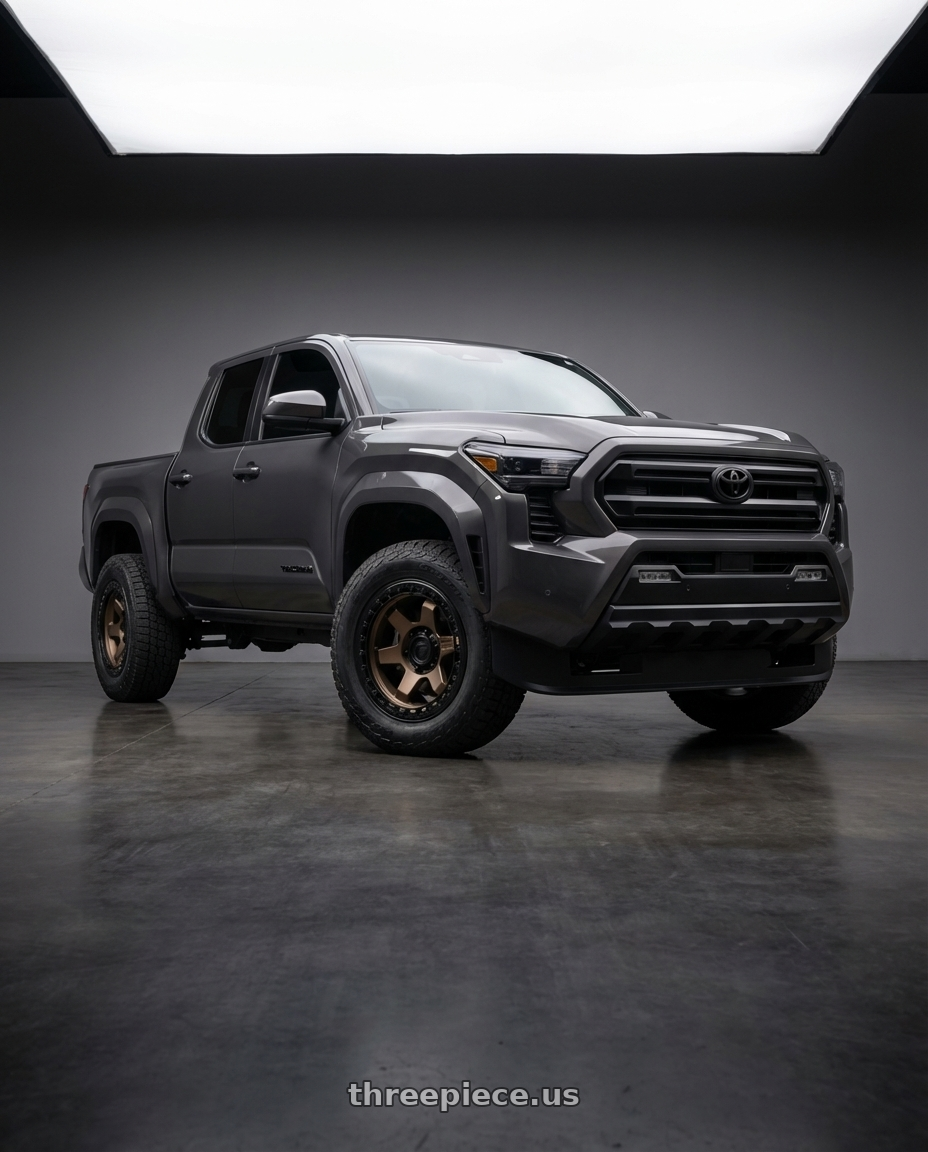 2024 Toyota Tacoma sr underground  with Fuel 1PC D124 BLOCK BEADLOCK 6X139.7 17X9 -15 MATTE BRONZE WITH MATTE BLACK RING wheels