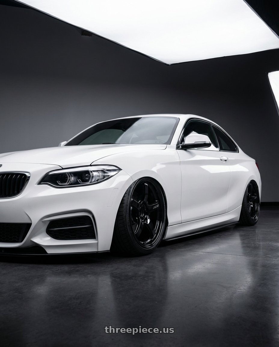 2018 BMW 2 Series F22 with Gram Lights 57CR 5x120 19x9.5+25 Glossy Black wheels