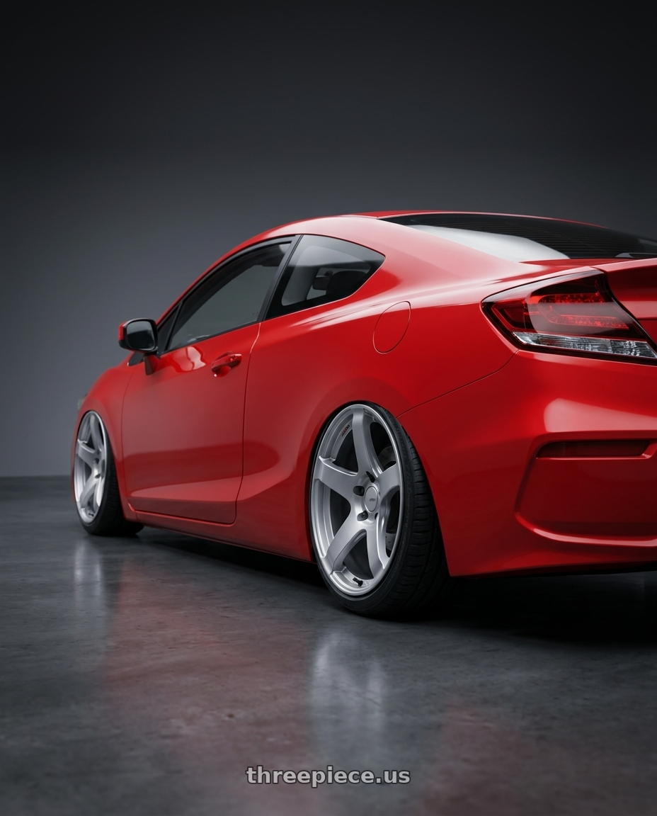 2011 Honda Civic Si with Ssr Gtv01 5x114.3 18x8+35  GLARE SILVER wheels rear three quarter view slight stretch tires