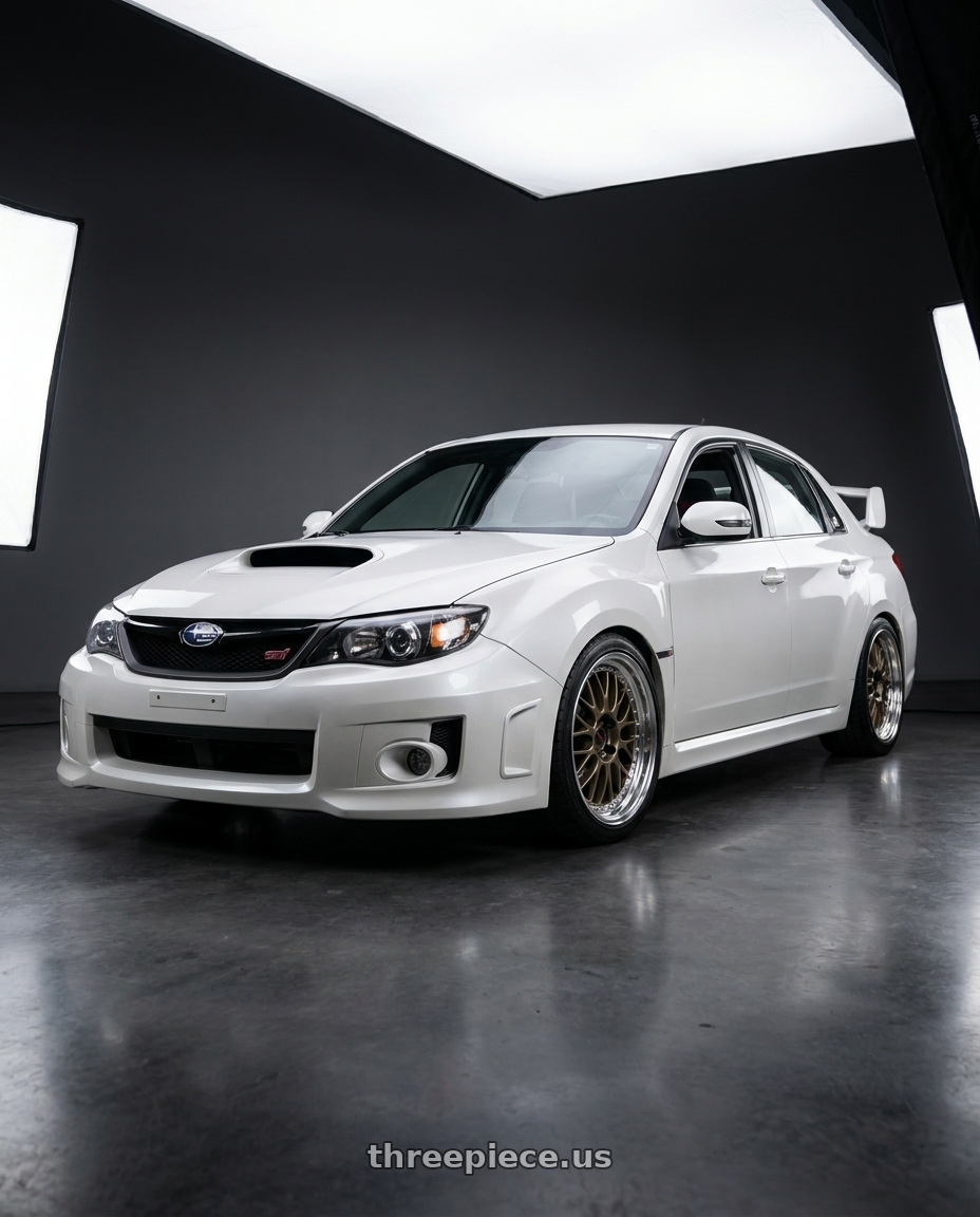 2011 sti sedan  with Work Meister M1 3p 5x114.3 18x9+40 H Disk Titanium Gold wheels