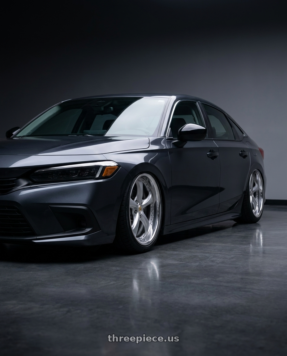 2026 Honda civic sport sedan with Work Wheels VS-KF 5x114.3 18x9.5-17 Light Grey Silver A Disk FULL REVERSE wheels