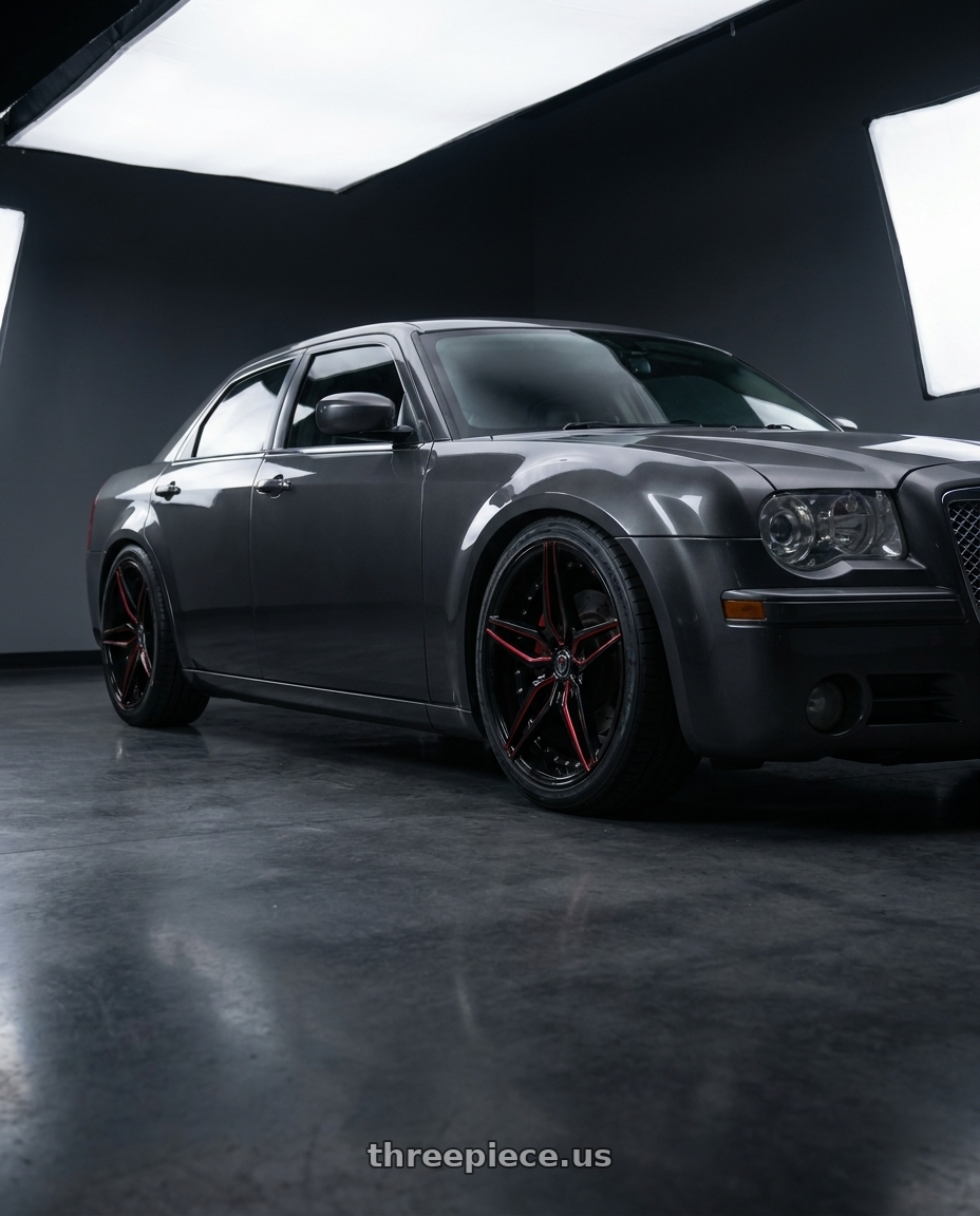 2008 Chrysler 300c 2008 with MARQUEE WHEELS M3259 5x115 20x9+15 BLACK / RED wheels
