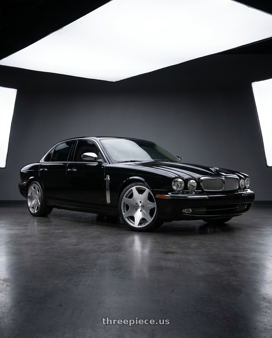 2008 jaguar xj8 with MRR HR3 5x112 20x8.5 +35 Silver Machined Face wheels