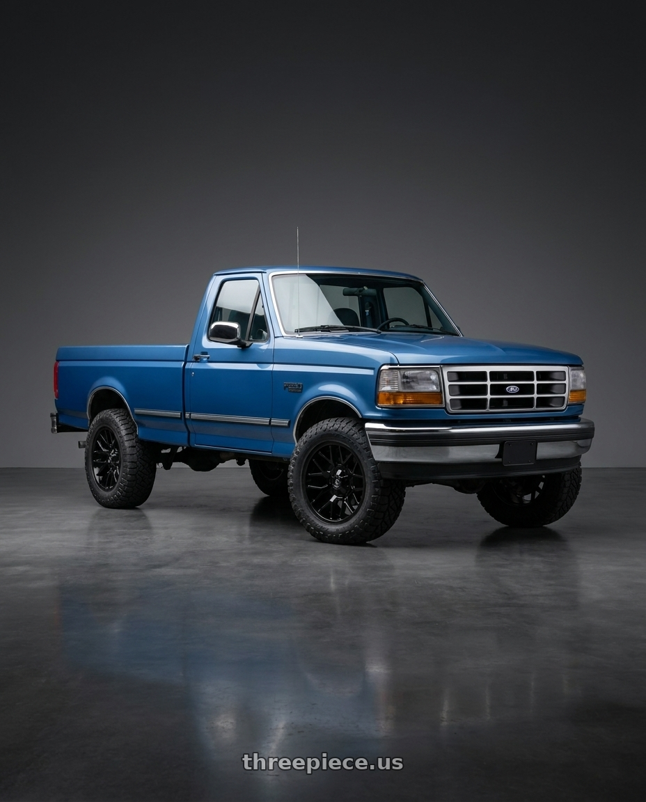 1997 Ford F250 Xl Blue with Gear Off Road 768B 5x114.3/5x127 20x9 +0 Gloss Black wheels