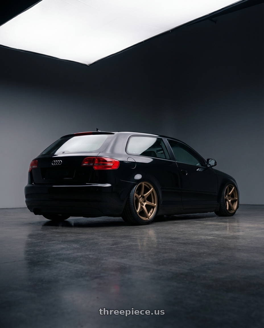 2012 Audi A3 8P with Kansei K11B Tandem 5X112 19x9.5 22 Bronze wheels rear three quarter view slight stretch tires