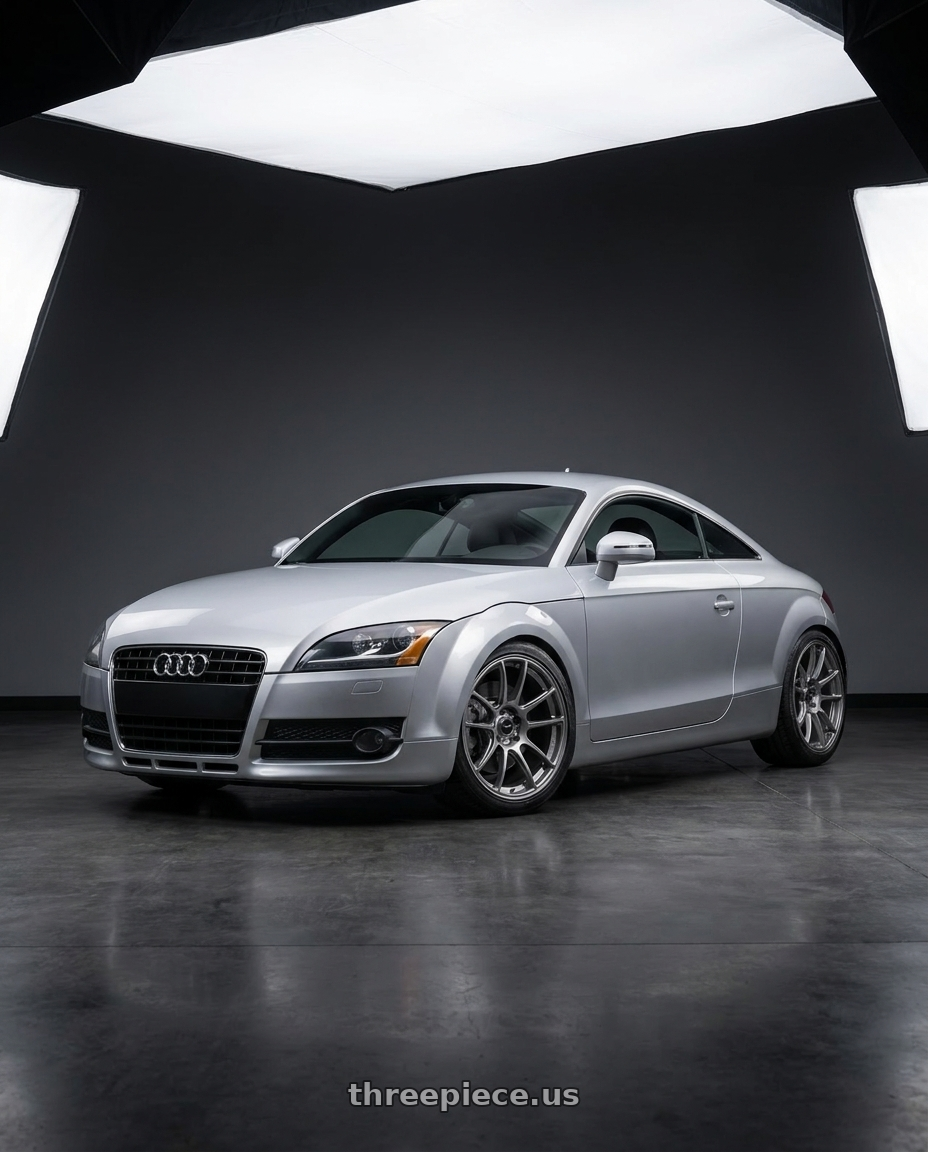 2008 Audi TT with Konig Heliogram 5X112 19x8.5+43 Titanium Metallic Knurled Bead Flow Formed wheels