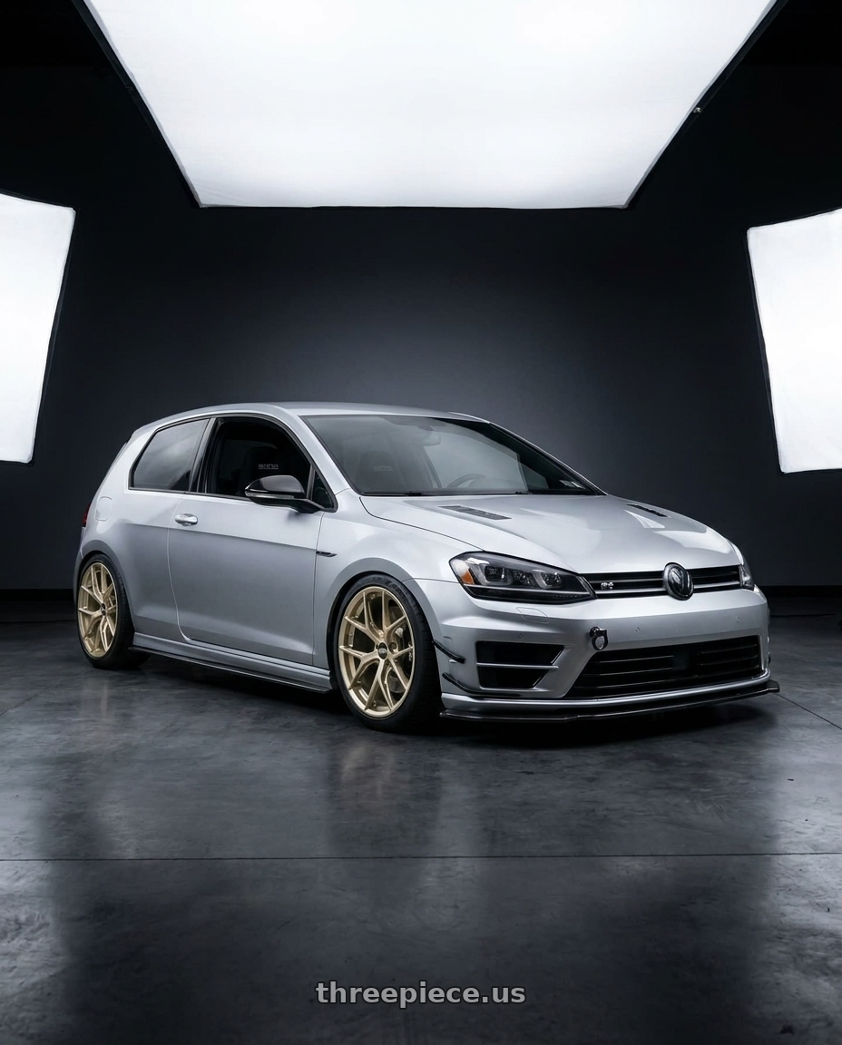 2015 VW GTI with BBS FI-R 5x112 19x9 +35 White Gold wheels