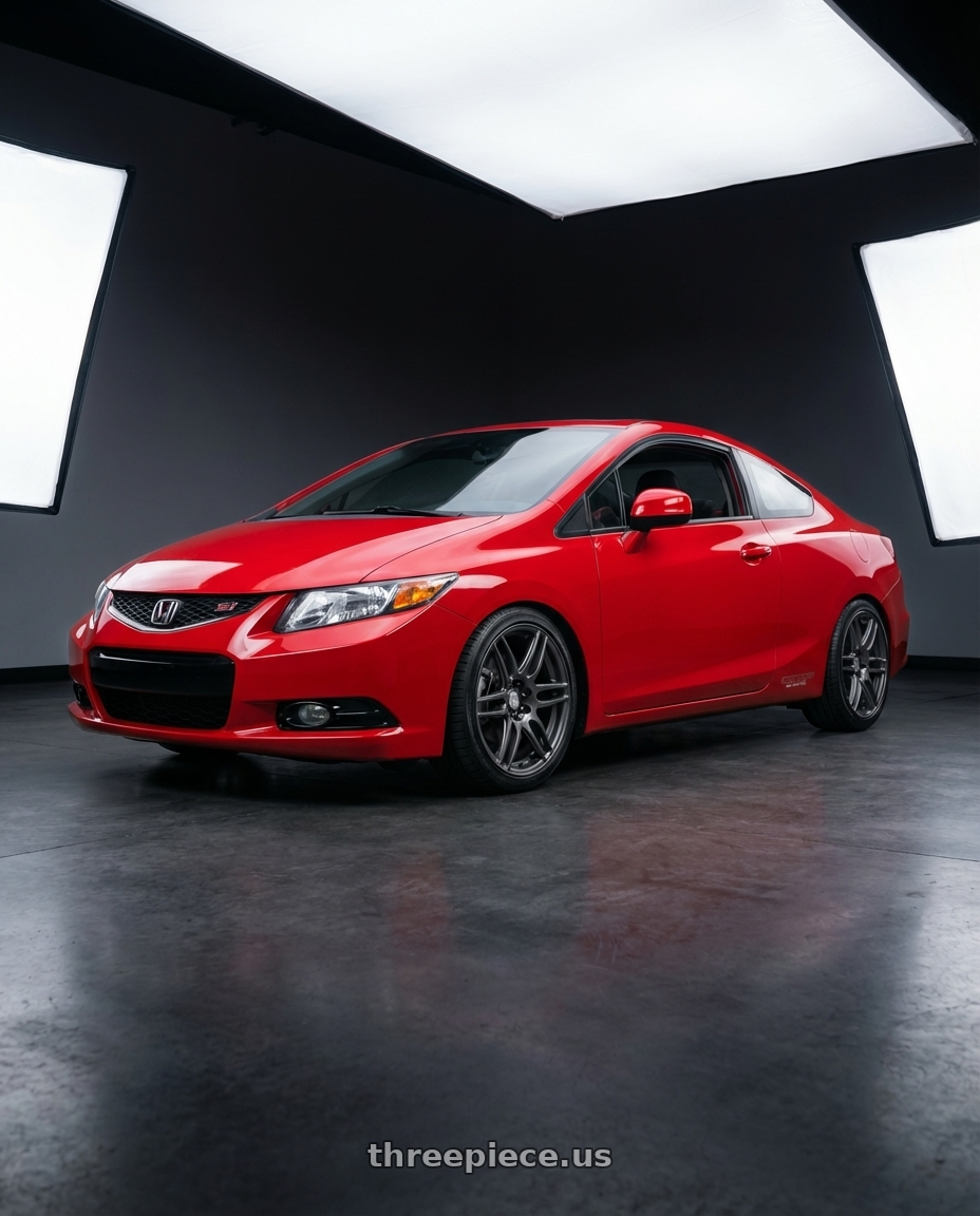 2011 Honda Civic Si with Niche 1PC M105 NR6 5X114.3/5X120 17X7.5 +45 MATTE GUN METAL wheels front three quarter view lowered stance