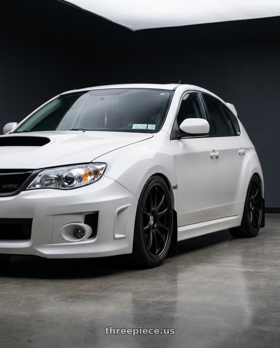 2012 Subaru Wrx Hatchback Pearl with Work Cr 2P 5x100 18x8.5 +45 Matte Black wheels