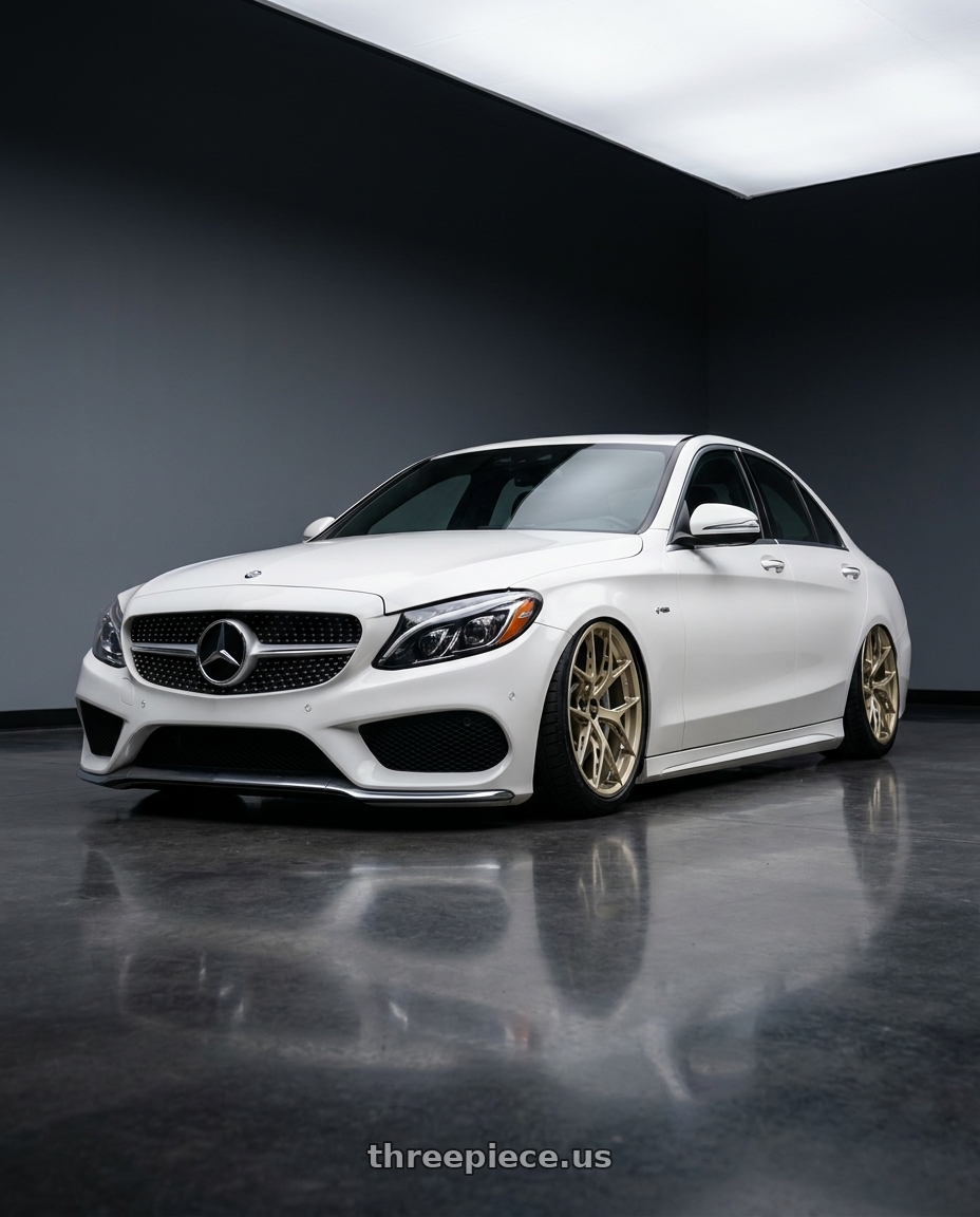 2015 Mercedes benz w205 c450 4matic with BBS FI-R Evo 5x112 19x9.5+15 White Gold wheels