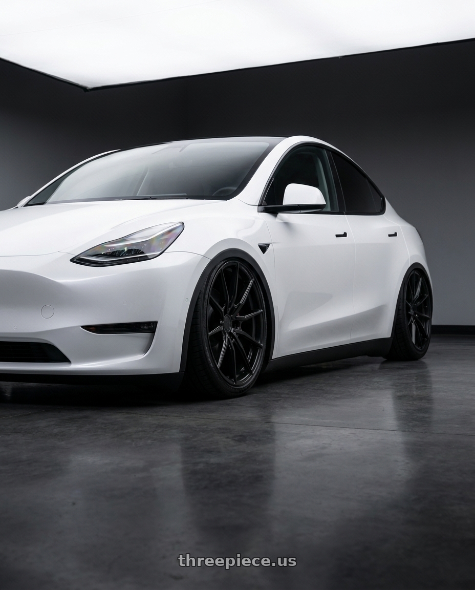 2024 Tesla Model Y with Aodhan AFF1 5x114.3 20x10.5+45 Matte Black wheels