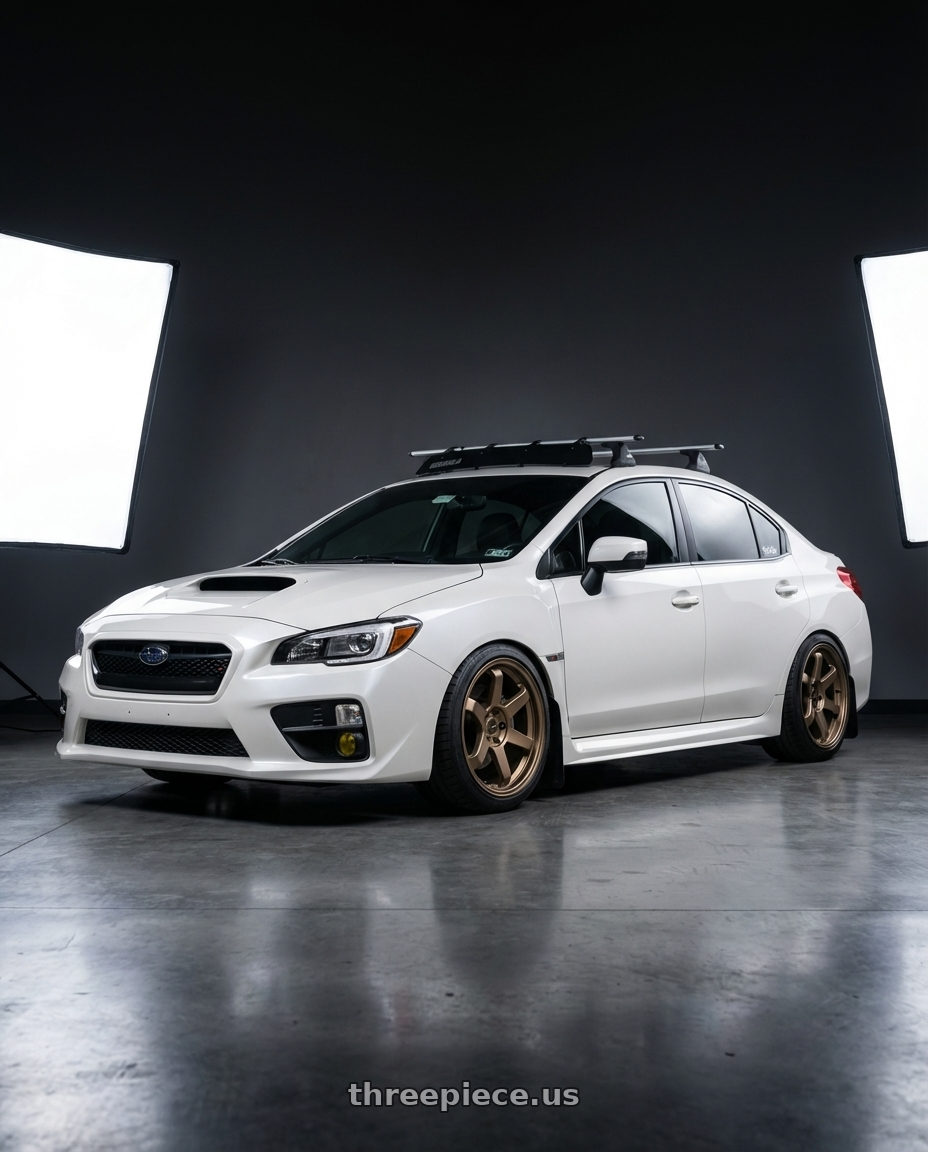 2017 Subaru WRX Limited, Crystal Pearl White with F1R F106 5x114.3 18x9.5 +38 Matte Bronze wheels