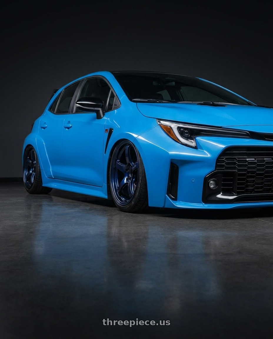 2024 Toyota GR Corolla with Gram Lights 57CR 5x114.3 18x9.5+12 Eternal Blue Pearl wheels