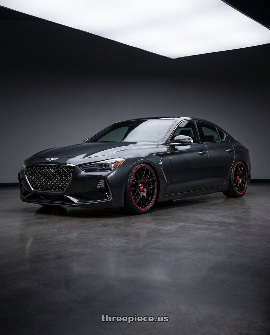 2019 Genesis G70 Design Edition with BBS CH-R Nurburgring Edition 5x112 19x9.5 +45 Satin Black/Red Lip wheels