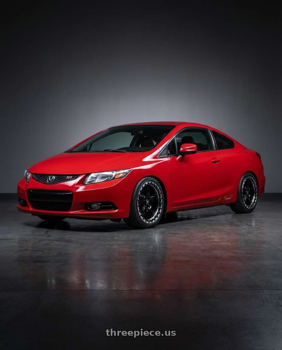 2015 Honda Civic Si with Forgestar D5 Beadlock 5x114.3 17x10 0 Gloss Black Machined wheels
