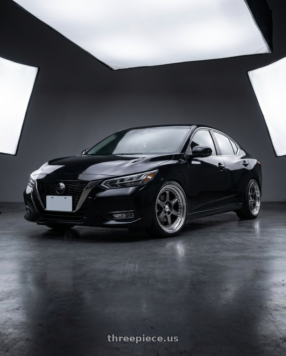 2023 Nissan Sentra  with Work Meister L1 3P 5x100 18x8.5+38 A Disk Matte Gunmetal wheels
