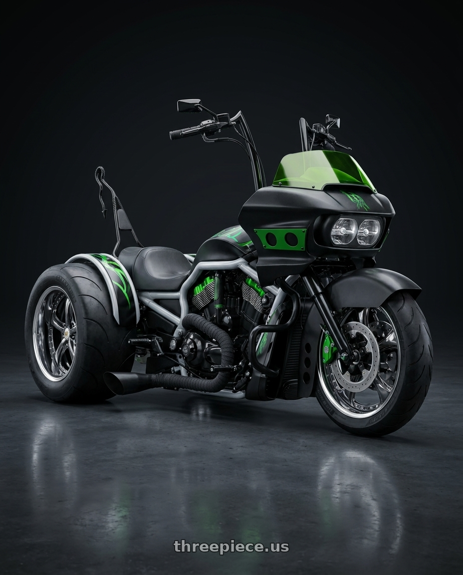 2002 custom trike with Work Wheels VS-KF 5X114.3 19x9-18 Brilliant Silver Black R Disk FULL REVERSE wheels