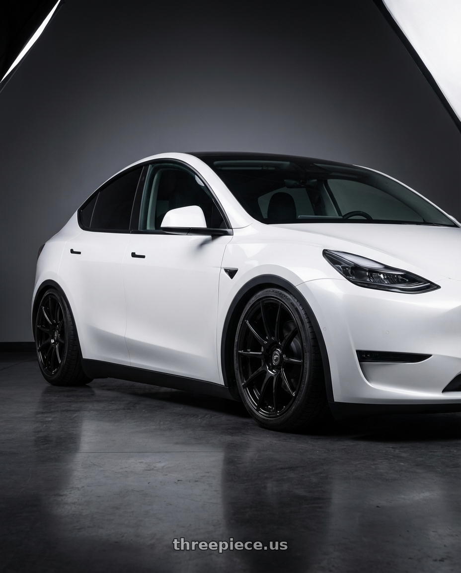 2024 Tesla Model Y with Forgestar CF10 5x114.3 20x9.5 +29 Gloss Black wheels