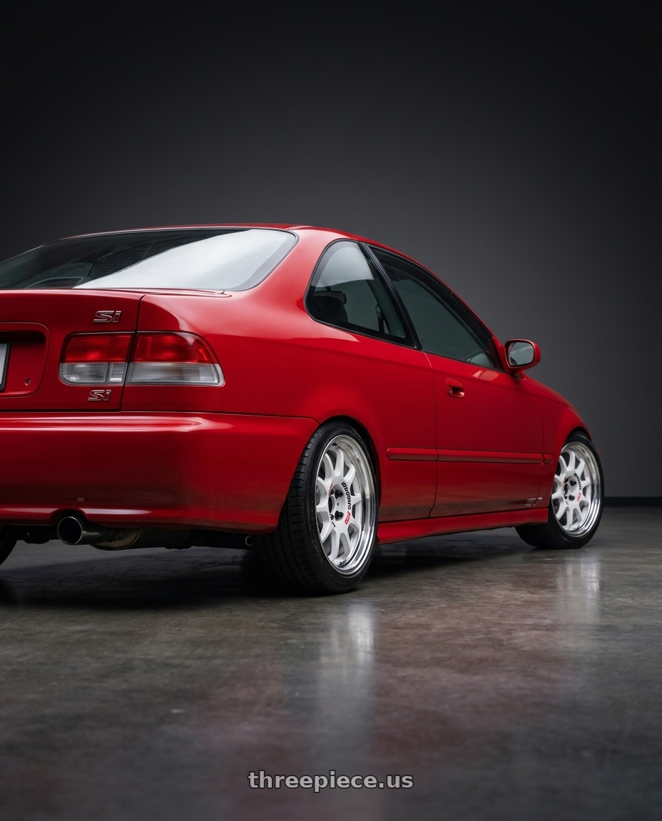 2000 Honda Civic Si Milano with Work Emotion Rs11 2p 4x100 16x7 38 white wheels rear three quarter view square tires