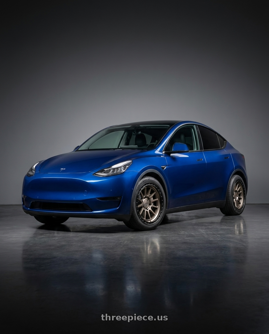 2023 Tesla Model Y with fifteen52 RANGE HD 6x139.7 17x8.5 +0 MAGNESIUM GREY (SATIN BRONZE/SATIN BLACK RING) wheels