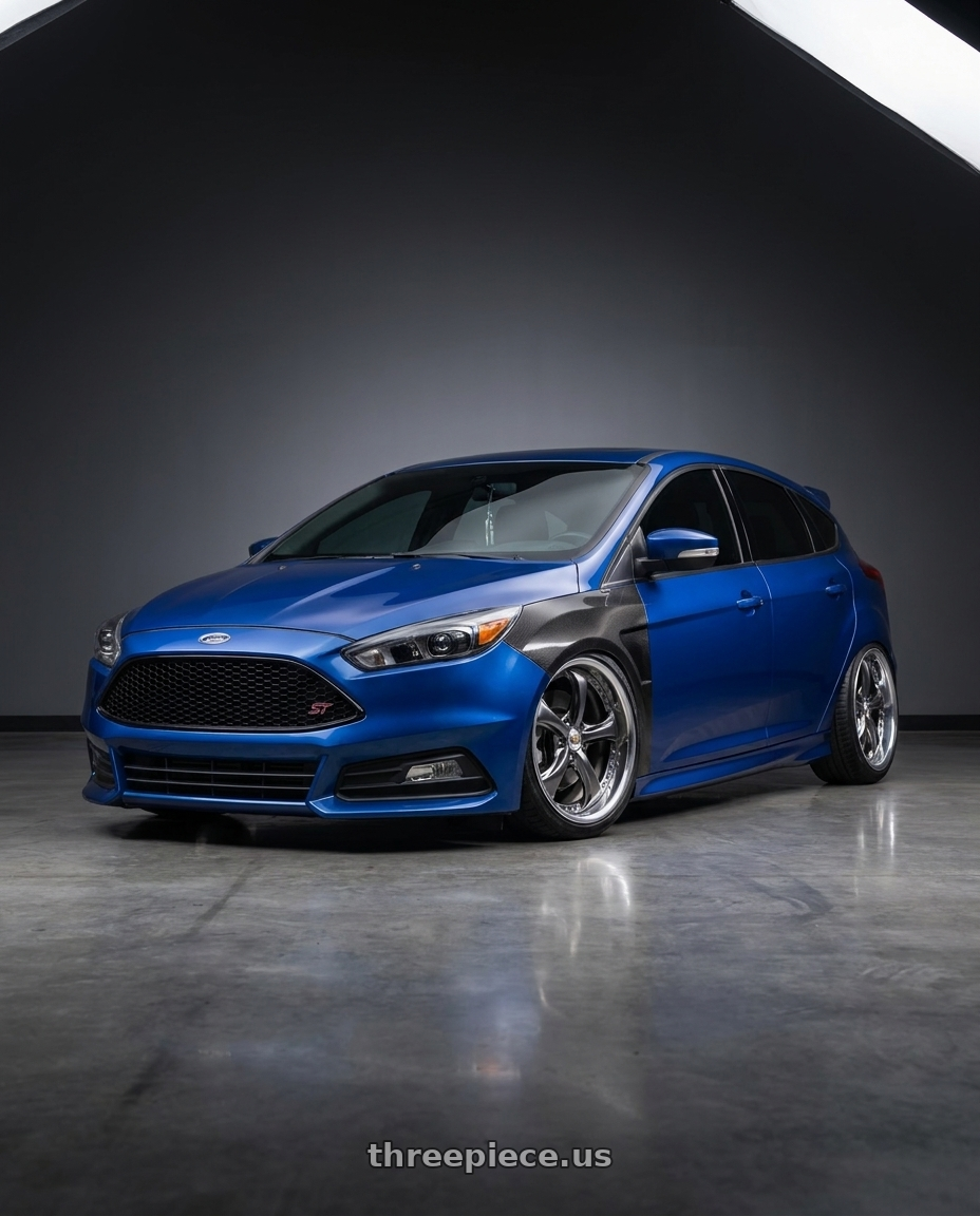2018 Ford focus ST Blue with Work Wheels VS-KF 5X114.3 19x8+28 Brilliant Silver Black A Disk FULL REVERSE wheels