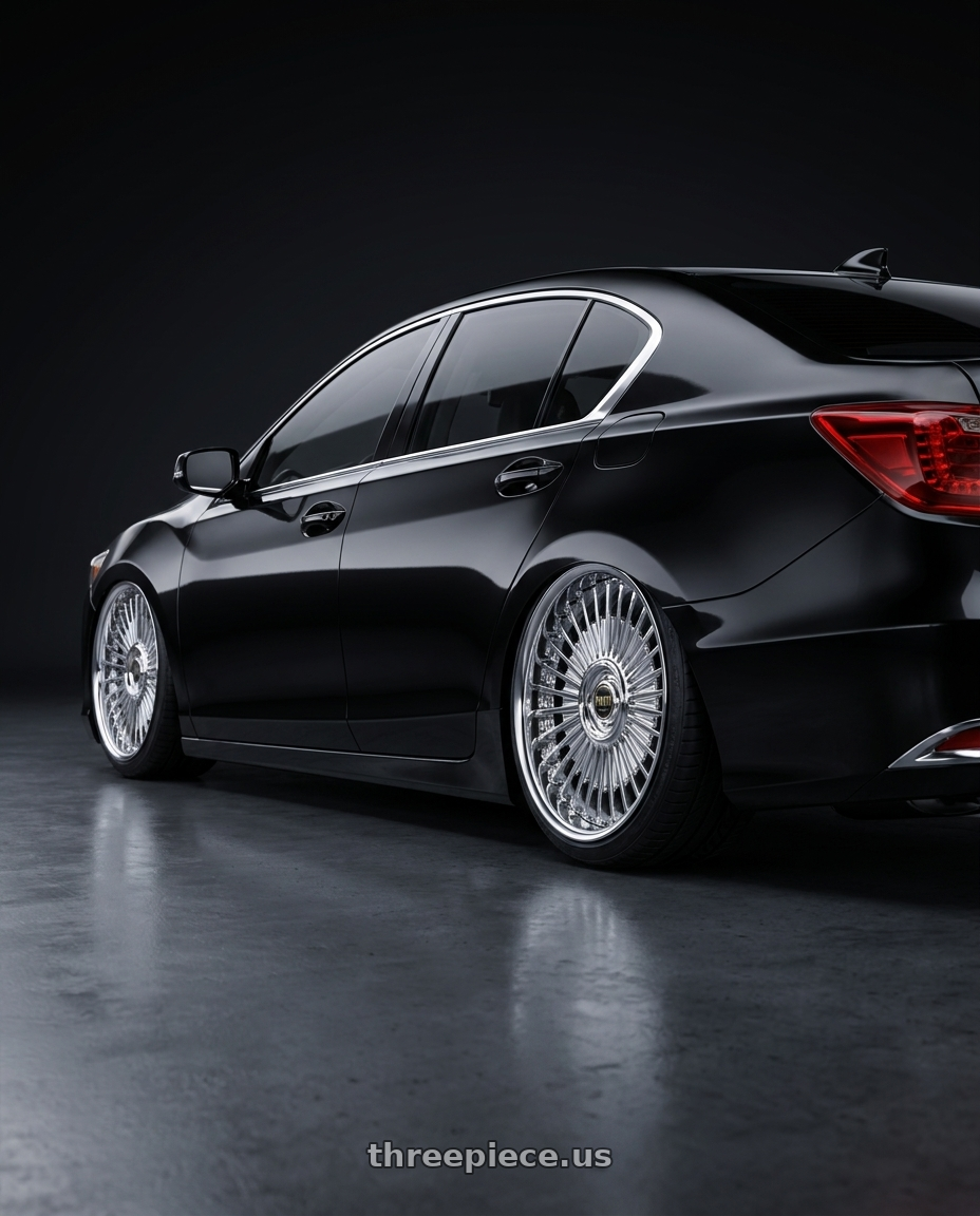 2014 acura rlx with Work Emitz 5x120 Chrome 20x8.0 +45 wheels rear three quarter view slight stretch tires