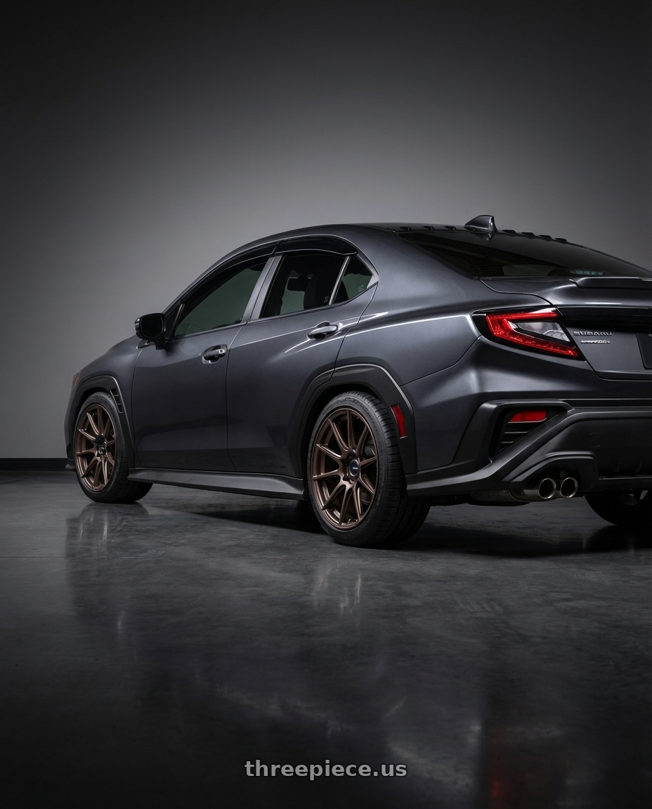 2024 subaru wrx  with Enkei TS10 5x114.3 18x9.5+35 Dia Copper wheels rear three quarter view meaty tires