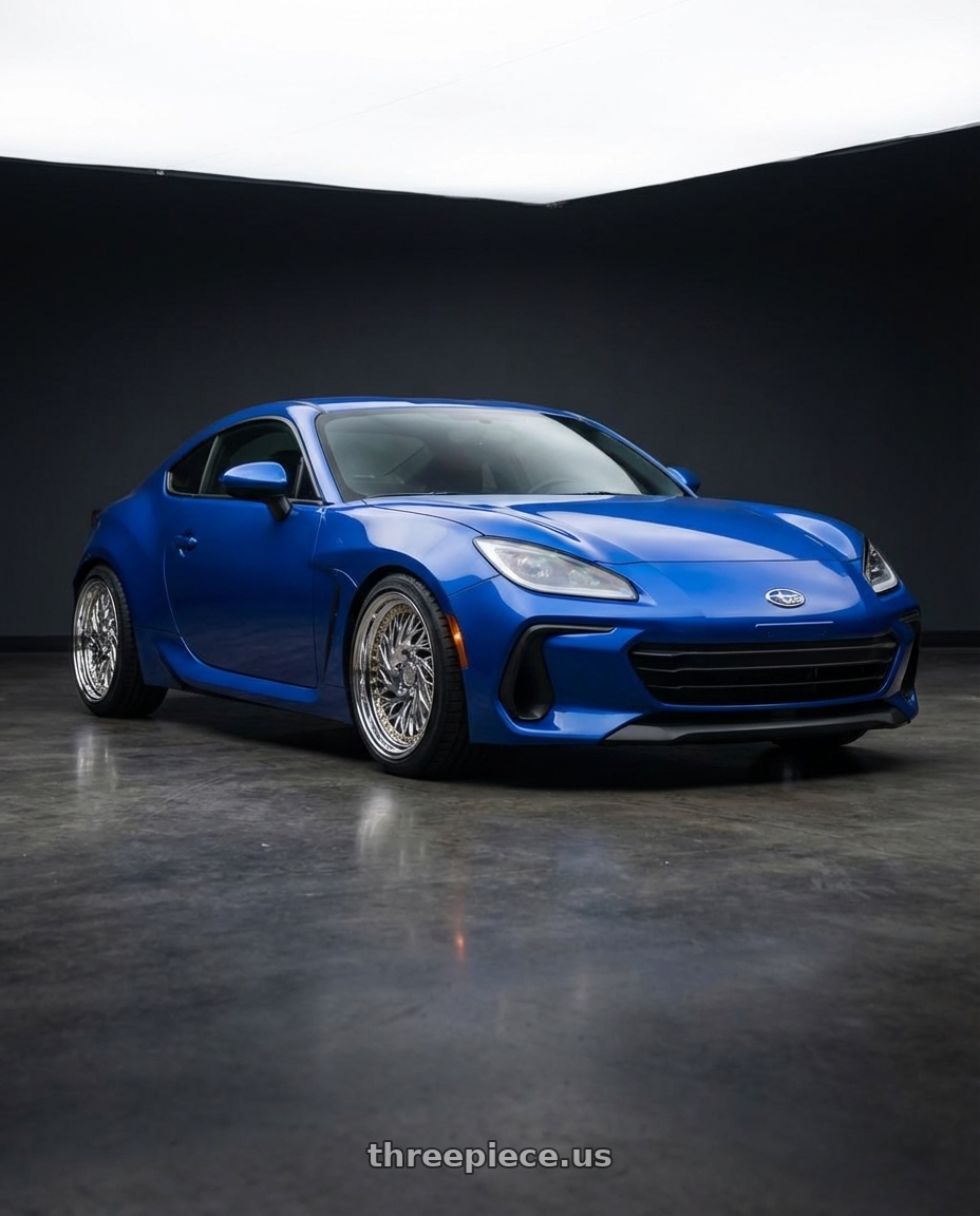 2024 Subaru BRZ with Aodhan DS03 5x114.3 18x9.5 +30 Vacuum Chrome w/Gold Rivets wheels